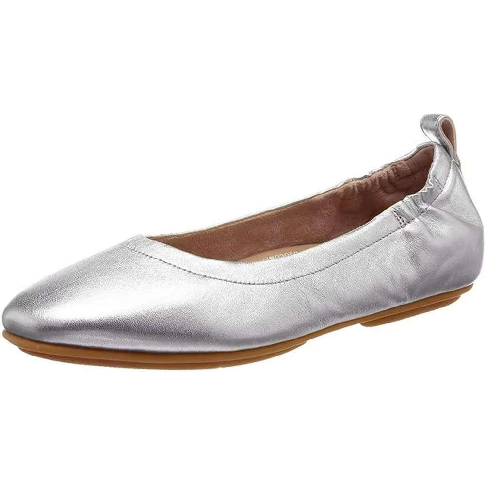FitFlop Women's Allegro Ballerinas Ballet Flats, Silver Size 8.5M